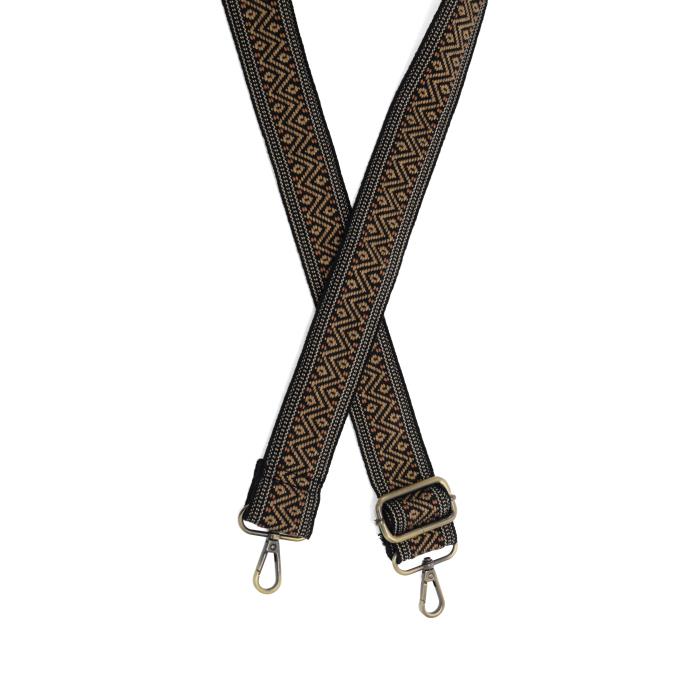 Black & Tan Chevron Embroidered Guitar Strap - Posh West Boutique
