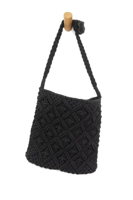 Black Sutton Macrame Crossbody Bag - Posh West Boutique