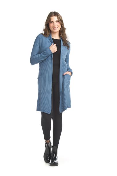 Slate Blue Luxurious Ribbed Cardigan - Posh West Boutique