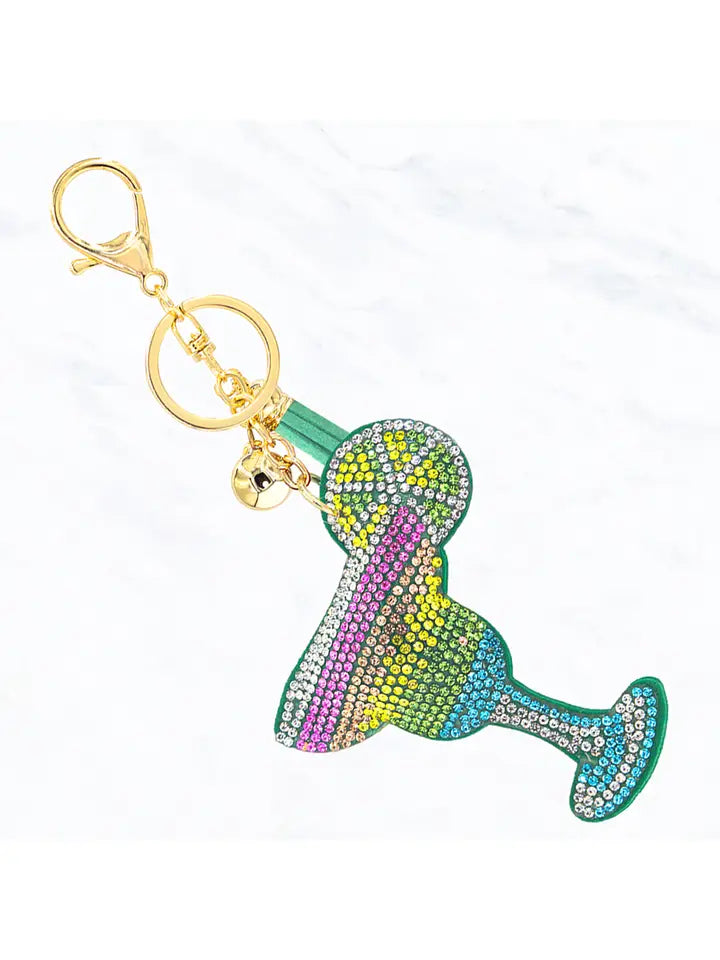 Rainbow Margarita Blinged Out Keychain - Posh West Boutique