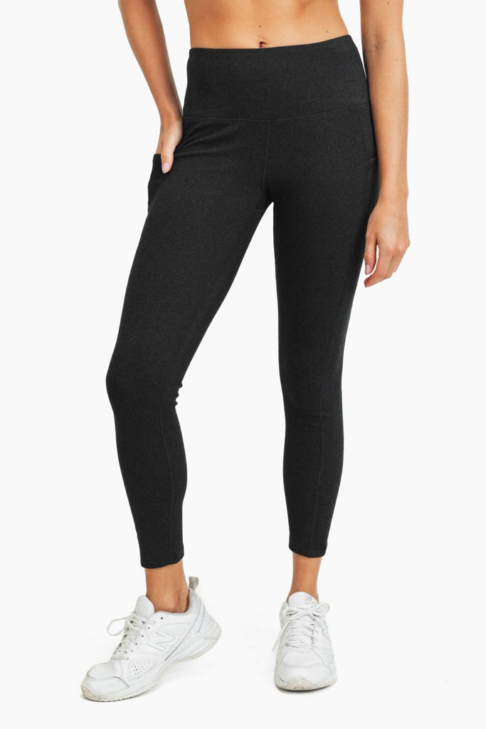 Black Micro-Ribbed High Waisted Pocket Leggings - Posh West Boutique