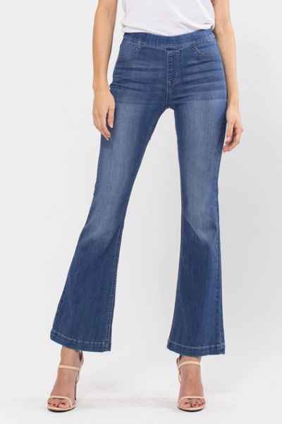 Cello Flare Pull On Jeggings-30" Inseam Medium Denim - Posh West Boutique