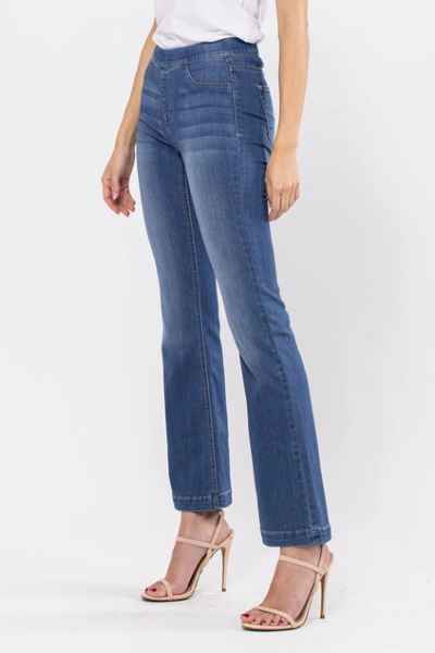 Cello Flare Pull On Jeggings-30" Inseam Medium Denim - Posh West Boutique