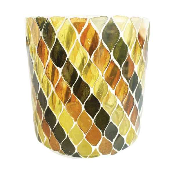 Recycled Glass Mosaic Fall Candle Holder - Posh West Boutique