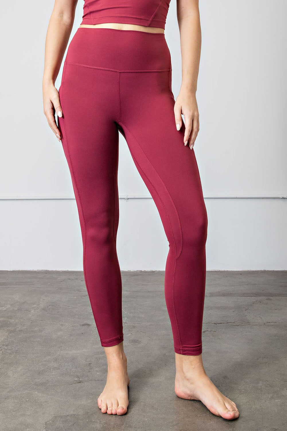 Full Length Wine Pocket Leggings-6232 - Posh West Boutique