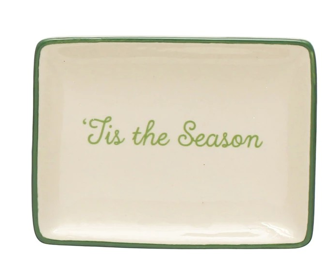 Stoneware Dish w/ Holiday Words (4 Styles) - Posh West Boutique