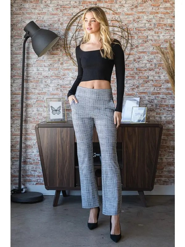 Plaid Flare Pants - Posh West Boutique