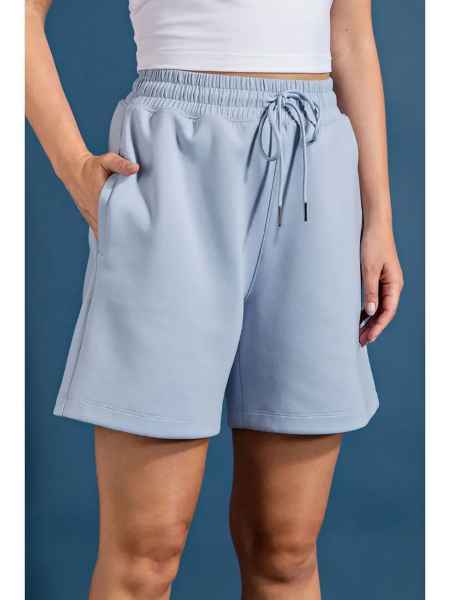 Sky Blue Ponti Long Shorts - Posh West Boutique