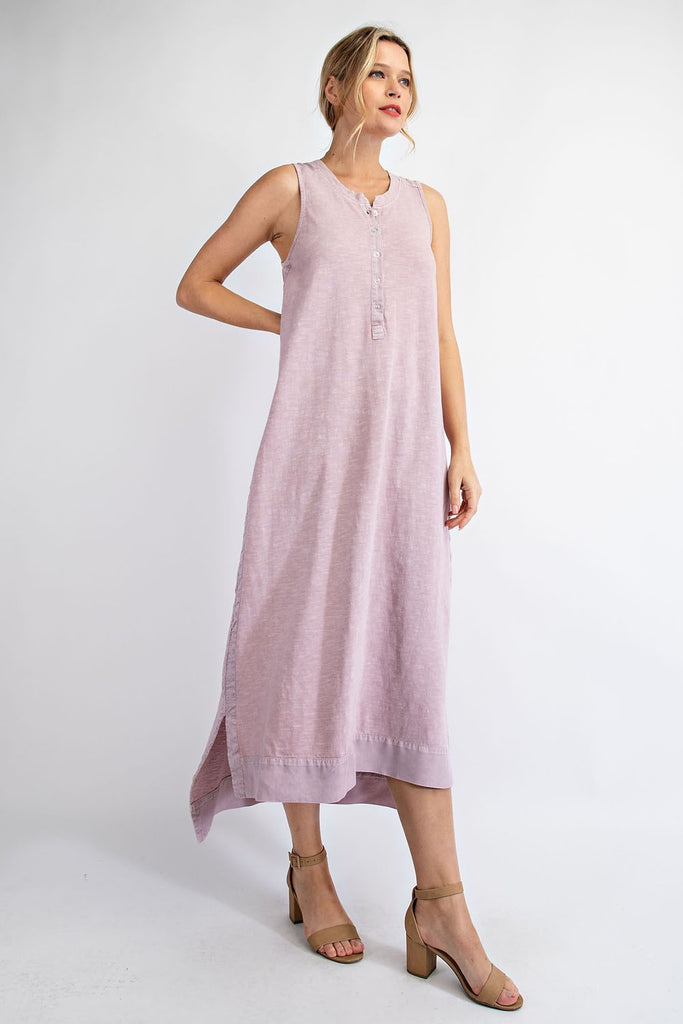 Mauve Mineral Wash Sleeveless Maxi Dress - Posh West Boutique