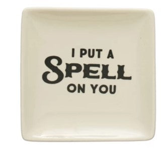 Square Stoneware Plate Spooky Sayings - Posh West Boutique