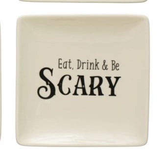 Square Stoneware Plate Spooky Sayings - Posh West Boutique