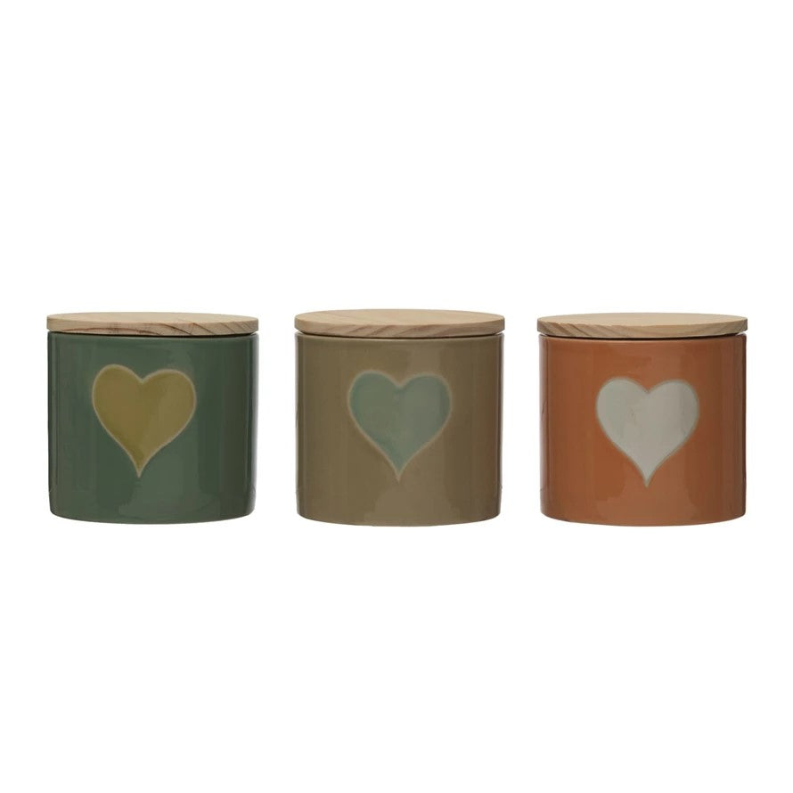 Heart Stoneware Canisters-3 Different Colors - Posh West Boutique