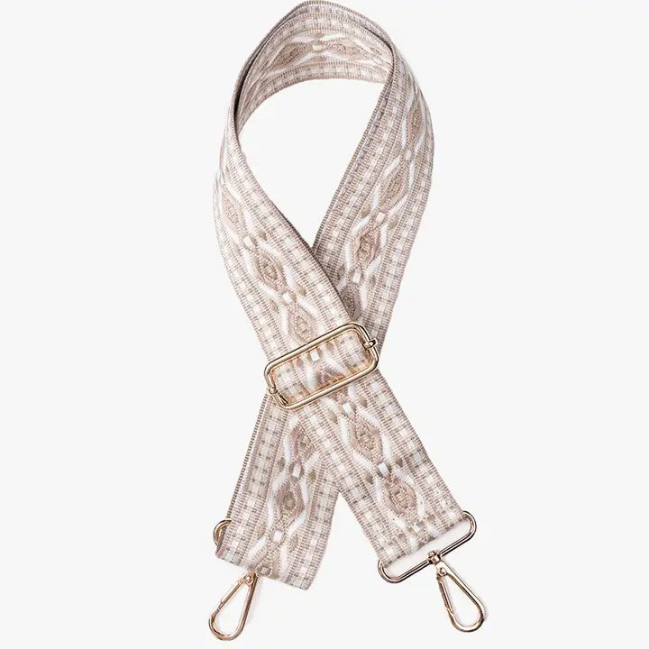 Taupe & White Diamond Guitar Strap - Posh West Boutique