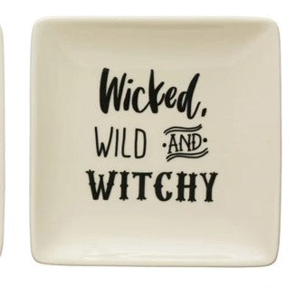 Square Stoneware Plate Spooky Sayings - Posh West Boutique