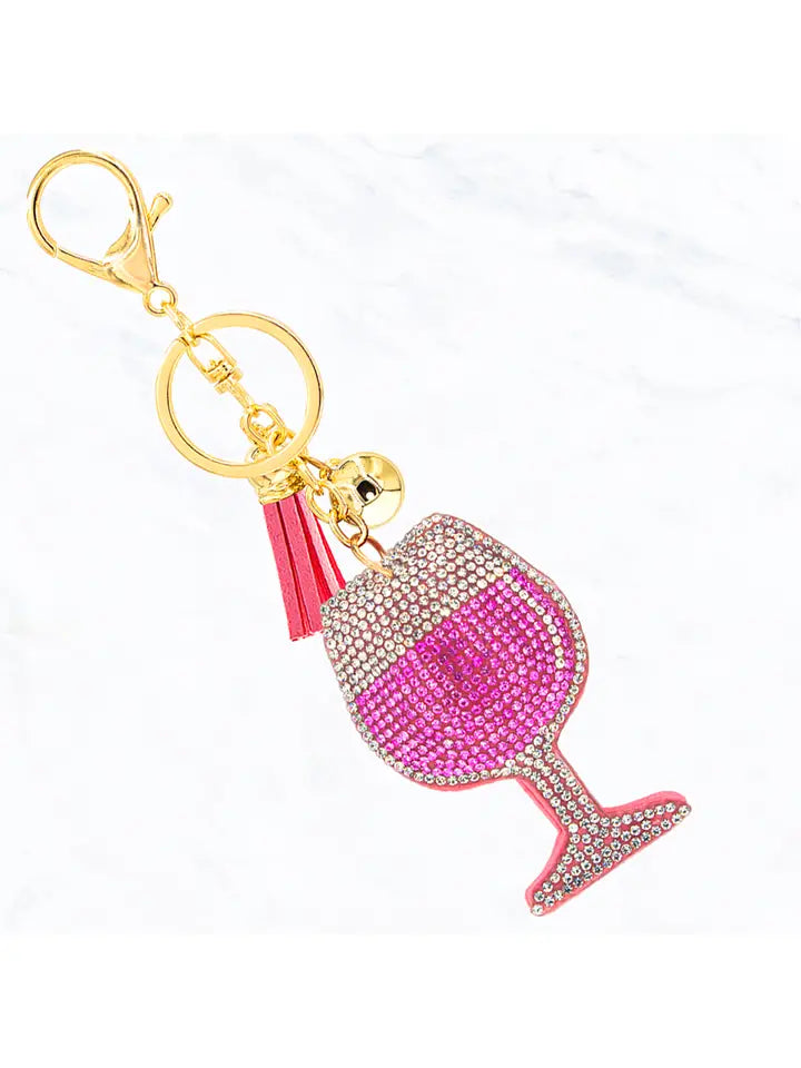 Wine Blinged Out Keychain - Posh West Boutique
