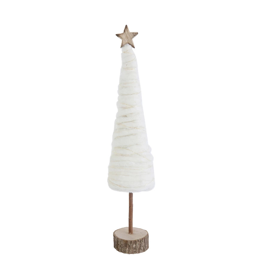 Wool Christmas Tree with Star and Wood Base - Posh West Boutique