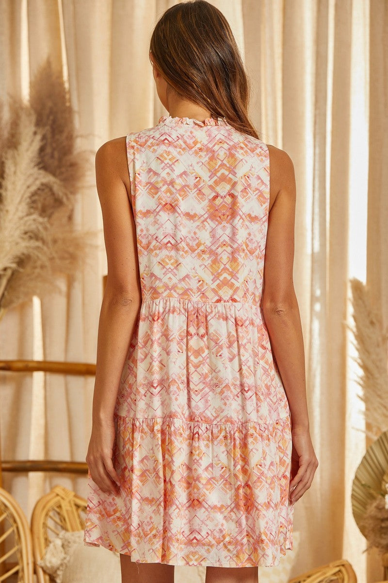 Coral Printed Tiered Woven Dress - Posh West Boutique