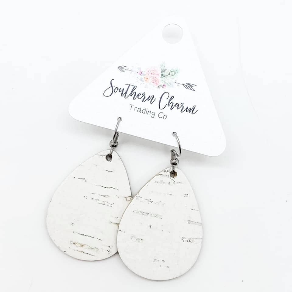 White Itty Bitty Corkie Earrings - Posh West Boutique
