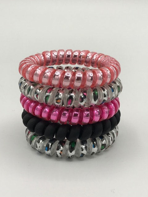 Pink Leopard Hair Coils Set of 5 - Posh West Boutique