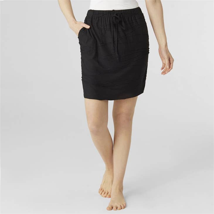 Good Vibes Black Elastic Waist Skirt - Posh West Boutique