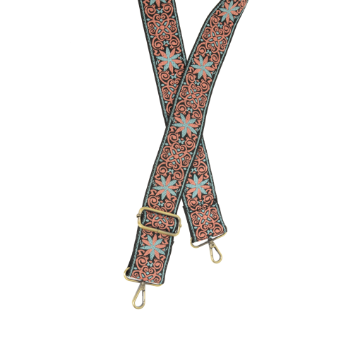 Coral Medallion Embroidered Guitar Strap - Posh West Boutique