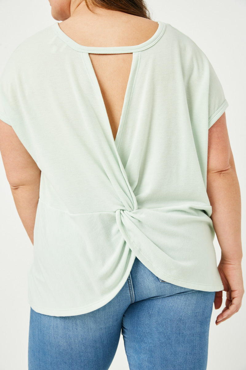 Mint Twist Back Sleeveless Knit Tops - Posh West Boutique