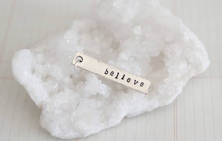 Hand Stamped Rectangle Believe - Posh West Boutique