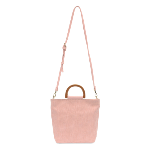 Wood Handle Woven Tote in Pink Blossom - Posh West Boutique