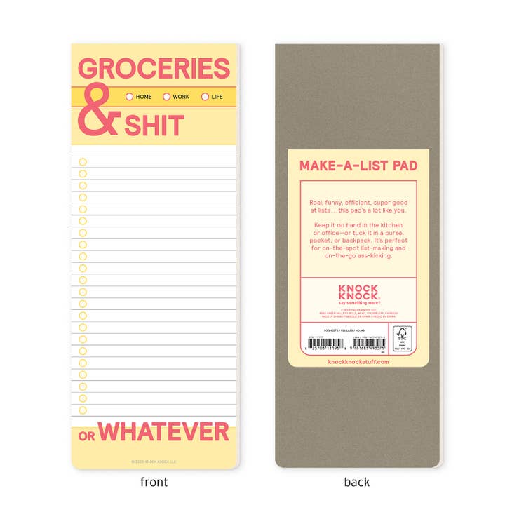 Groceries and Shit Make-a-List Pad - Posh West Boutique