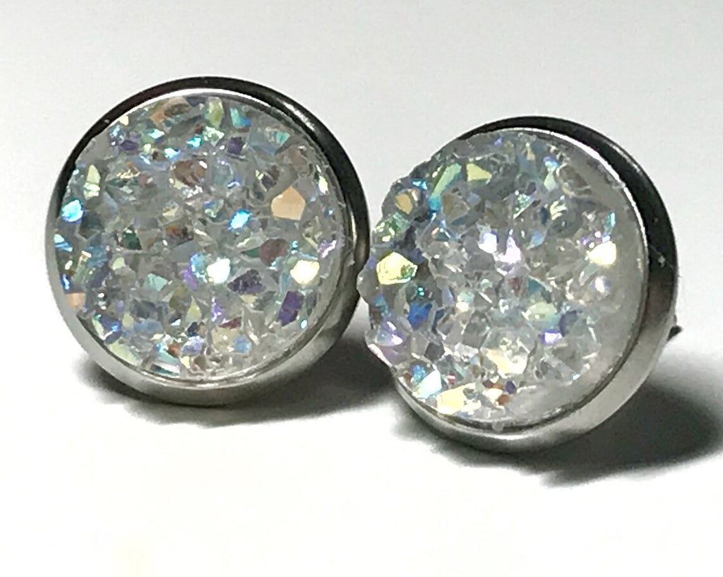 12mm Crystal Druzy Stud Earrings - Posh West Boutique
