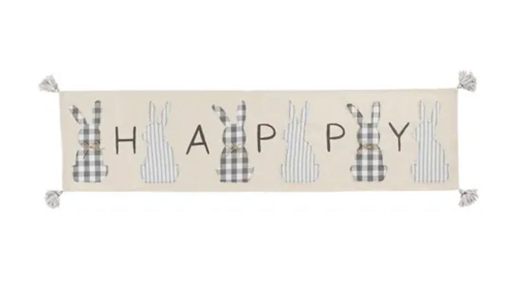 Mudpie Happy Easter Bunny Table Runner - Posh West Boutique