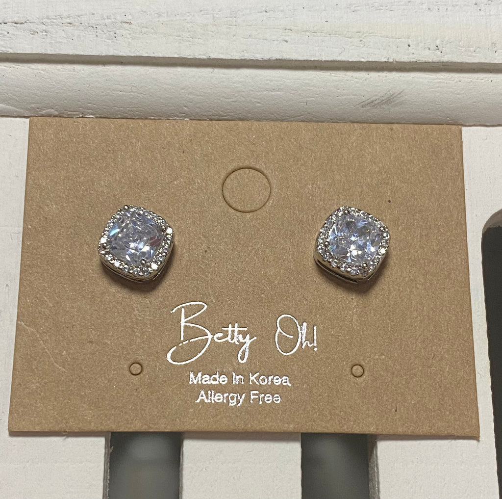 Betty Oh Square Silver Earring - Posh West Boutique