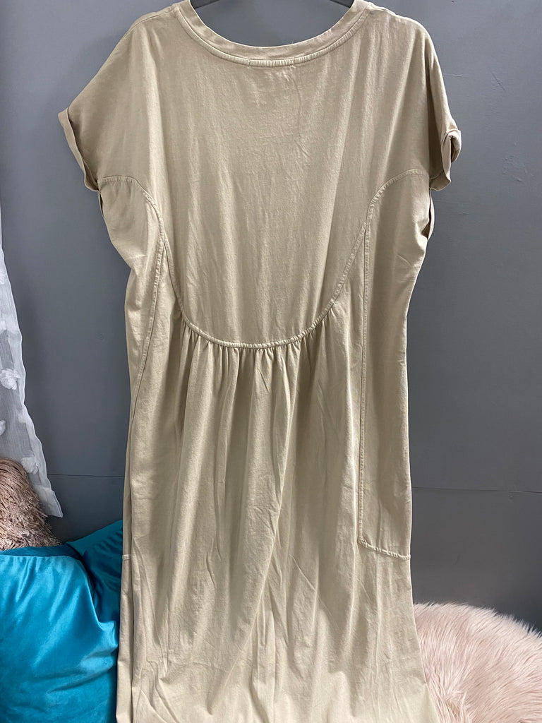 Washed Cotton Maxi Dress in Taupe - Posh West Boutique