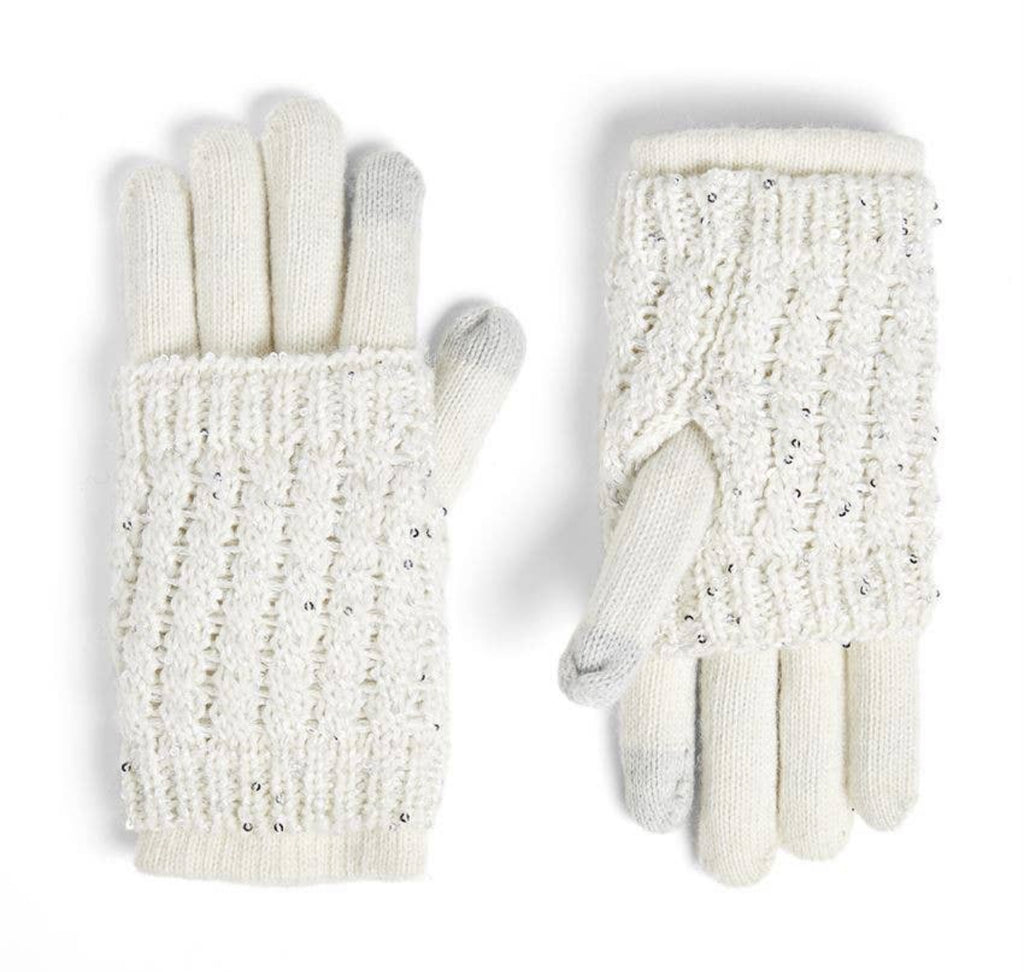 Glitzy Touchscreen Gloves- Winter White - Posh West Boutique